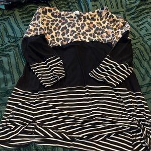 Lily Leopard and Stripe Long Sleeve Top